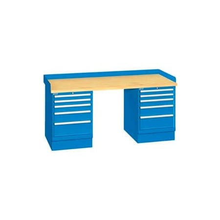 Lista International 72x30x35.25 (2) Cabinet workstation w/10 drawers, back & end stops/butcher block top XSWB62-72BT-BB